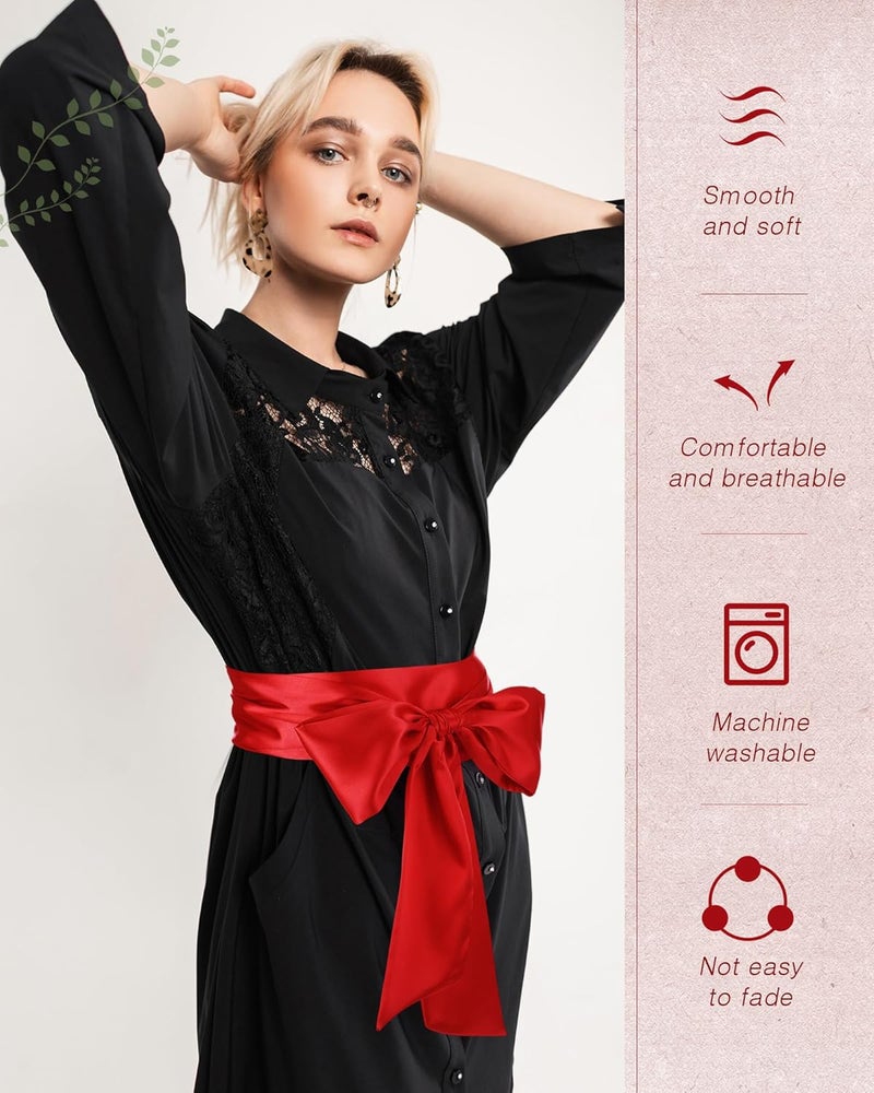 Glitopper Women Satin Waist Belts Dress Sash Waist Belt for Special Occasion Bridal Wedding Prom Formal 3.5'' Wide - Image 3